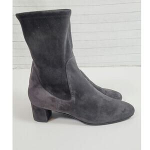 STUART WEITZMAN ERNESTINE SOCK BOOT IN GRAY SUEDE, SZ 8